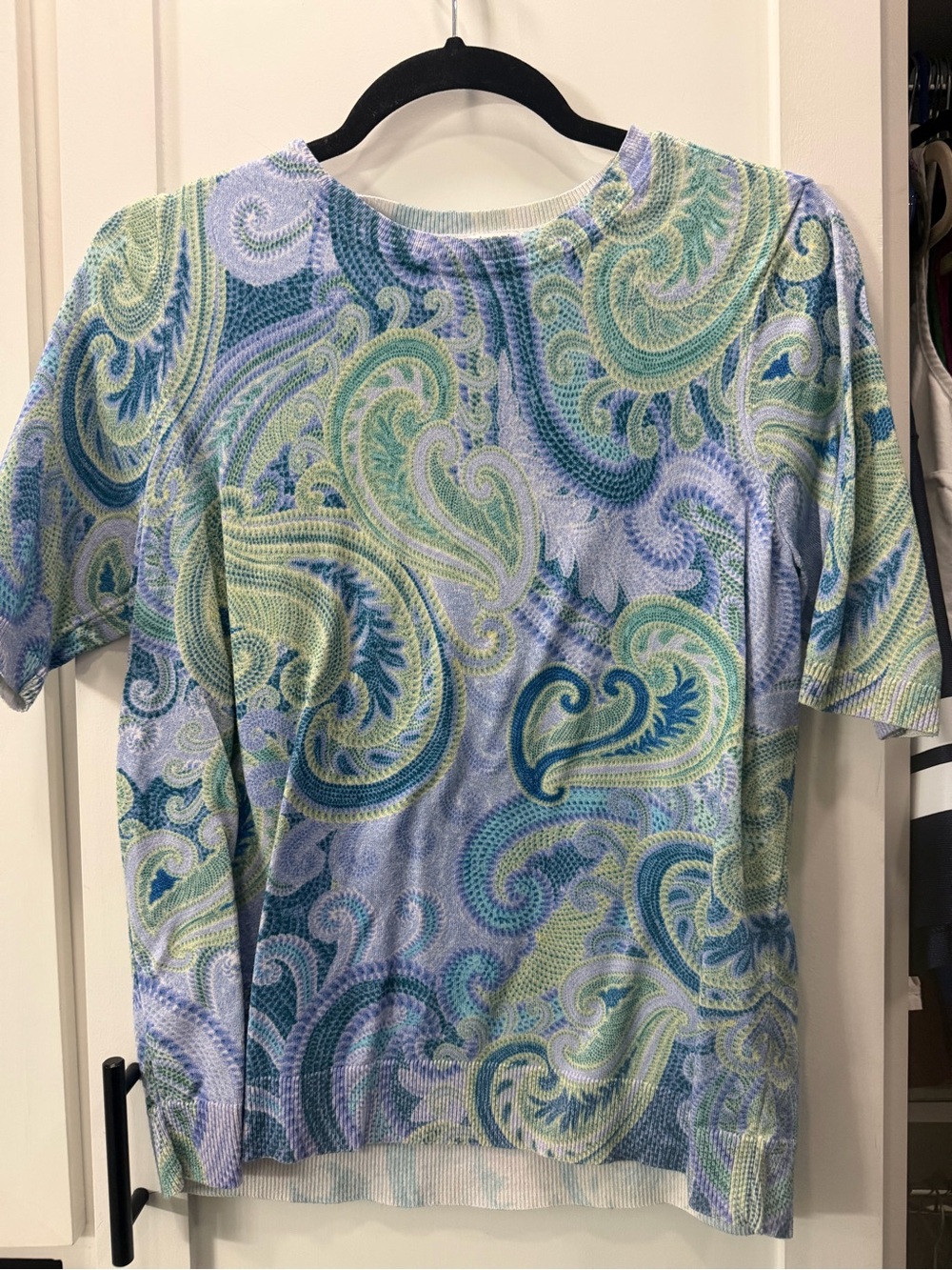 Chico's Blue & Green Paisley Short-Sleeve Top